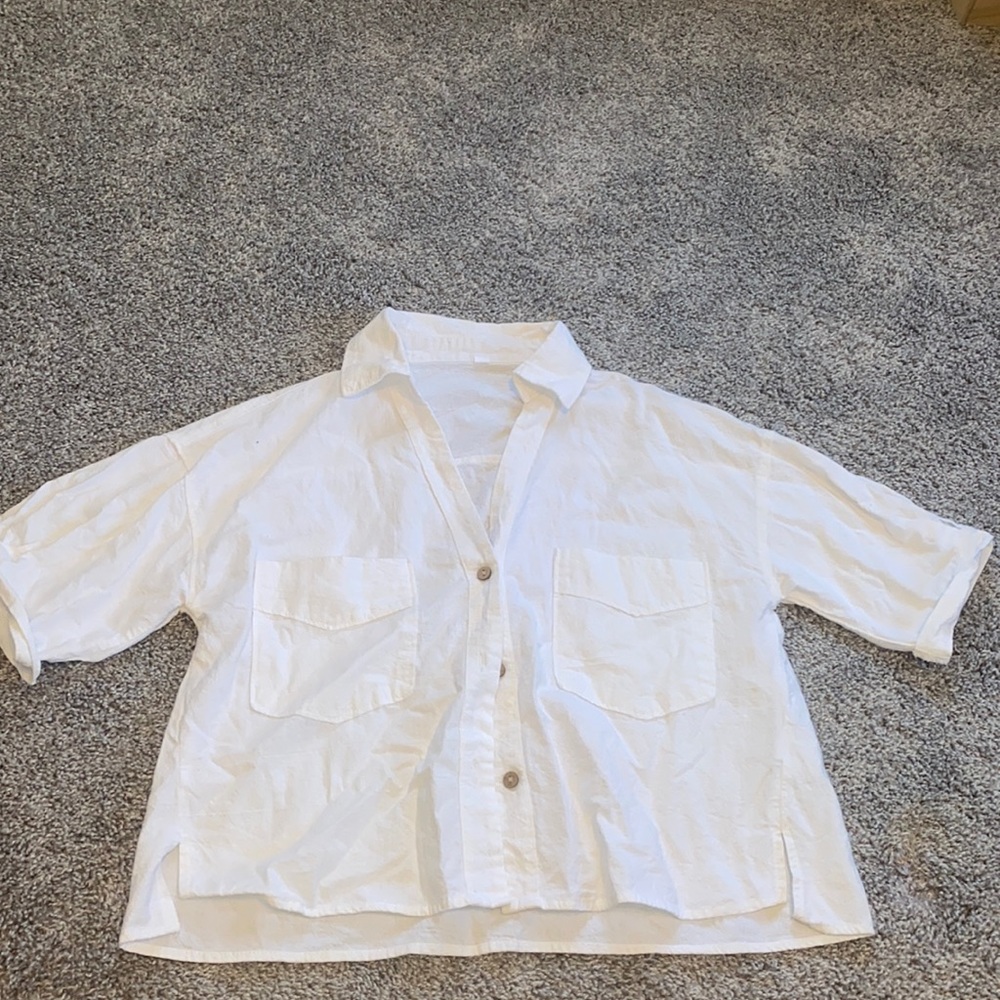 SHEIN button down short-sleeved blouse